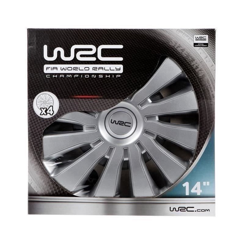 Lot de 4 enjoliveurs Gris métallisés 14 pouces - WRC - SEPANG - Look sportif ...