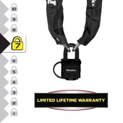 Chaîne antivol MASTER LOCK - 8390EURDPRO - 90cm x Ø 6mm - Cadenas 40mm - Gain...