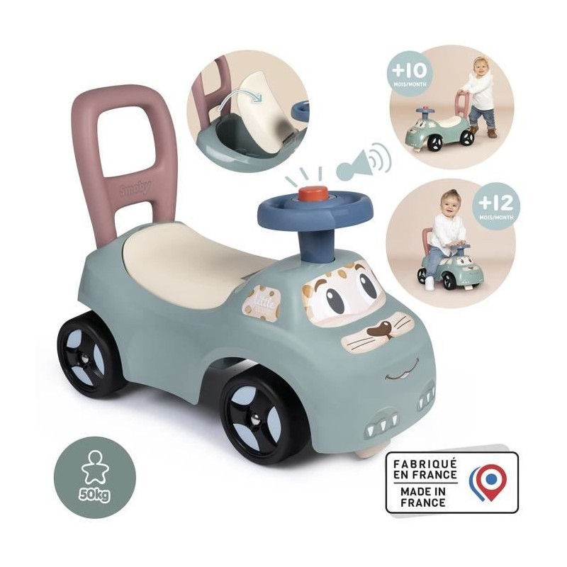 Little Smoby - Porteur Auto - Coffre sous la selle + siege - Klaxon - A parti...