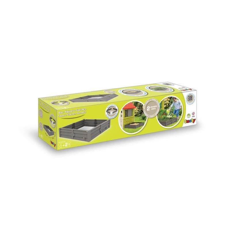 SMOBY Bac Square Garden 2 en 1 : bac a sable et carré potager - 76x76cm - Bâc...