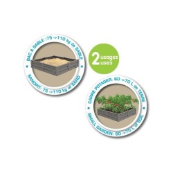 SMOBY Bac Square Garden 2 en 1 : bac a sable et carré potager - 76x76cm - Bâc...