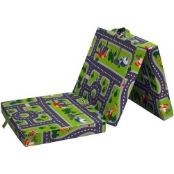 Chauffeuse pliante - SAMBA - Vert - Multi-position - Motif circuit voiture - ...