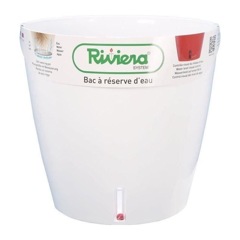 Pot de fleurs avec réserve d'eau RIVIERA - EVA NEW Rond - Ø 35 x H 33 cm - Blanc