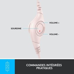 Casque - Filaire - Logitech - H390 - USB - Anti-parasite - Rose