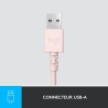 Casque - Filaire - Logitech - H390 - USB - Anti-parasite - Rose