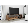 PACO Meuble TV 1 tiroir 2 niches - Décor vieux bois et béton gris foncé - L 1...