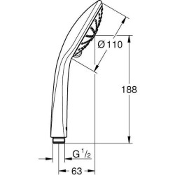 Douchette 3 jets - GROHE - Vitalio Joy 110 Massage - Chromé - Economie d'eau