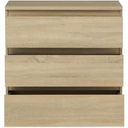 Commode CHELSEA 3 Tiroirs - Couleur chene - L 77,2 x P 42 x H 79,9 cm