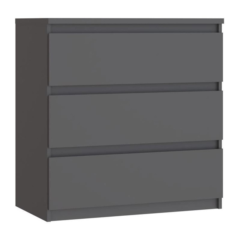 Commode CHELSEA 3 Tiroirs - Couleur gris anthracite - L 77,2 x P 42 x H 79,9 cm