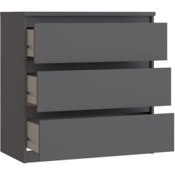 Commode CHELSEA 3 Tiroirs - Couleur gris anthracite - L 77,2 x P 42 x H 79,9 cm