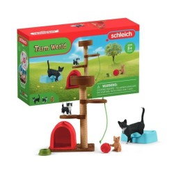 Coffret Aire de jeu pour chats adorables, figurines d'animaux avec