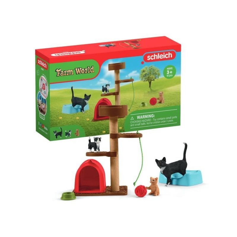 Coffret Aire de jeu pour chats adorables, figurines d'animaux avec
