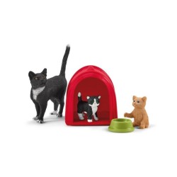 Coffret Aire de jeu pour chats adorables, figurines d'animaux avec