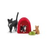 Coffret Aire de jeu pour chats adorables, figurines d'animaux avec