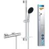 Ensemble de douche avec mitigeur thermostatique, pommeau 3 jets, barre 60cm e...