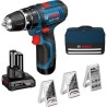 Perceuse-visseuse a percussion Bosch Professional GSB 12V-15, 2 batteries 2Ah...