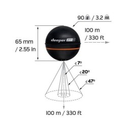 Sondeur lançable - DEEPER - PRO+ 2 - Wi-Fi - GPS intégré - profondeur 100 m -...