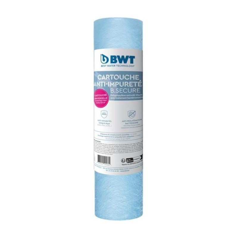 Cartouche filtrante BWT - B.SECURE - anti-impuretés 25µm - antibact - Compati...