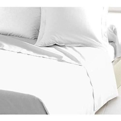 Drap Plat - LOVELY HOME -100% coton - 180 x 290 cm - Blanc