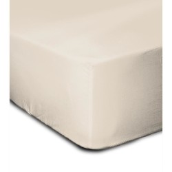 LOVELY HOME Drap housse  100% coton - 180 x 200 + Bonnet 30 cm - Beige clair
