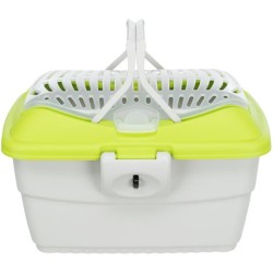 TRIXIE Box de transport Mini-Capri 40 × 22 × 30 cm gris clair/vert pour rongeurs