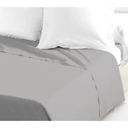 Drap Plat - LOVELY HOME - 100% coton - 240 x 300 cm - Gris Clair