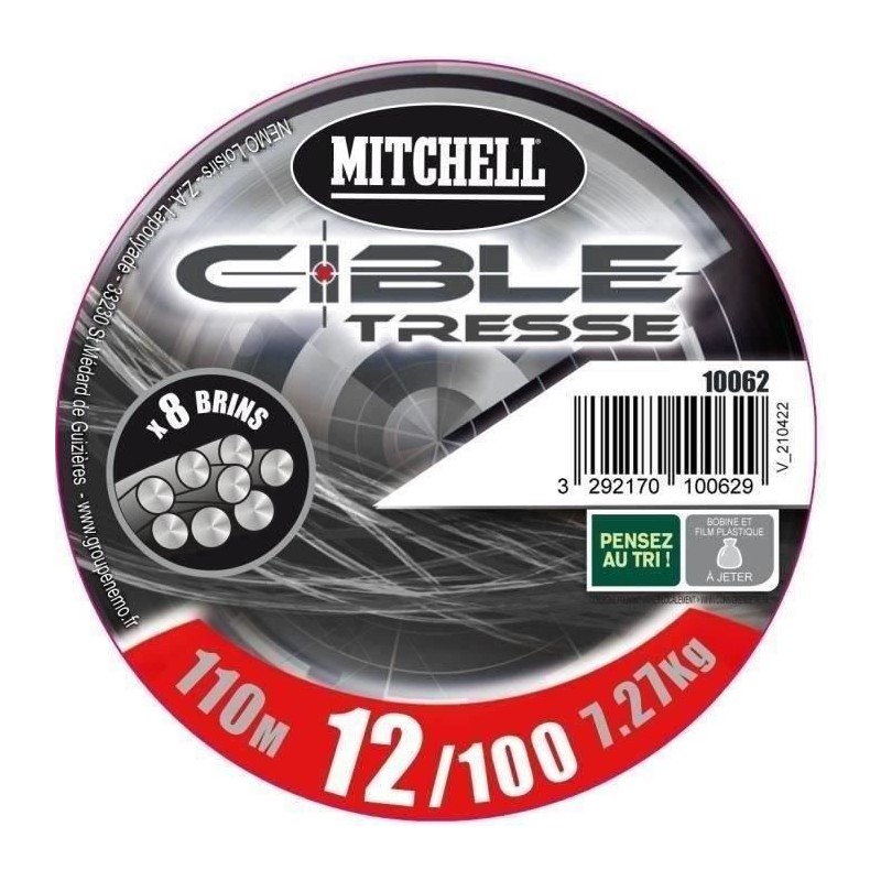 Tresse grise - MITCHELL - 8 brins - 110 m - 15/100