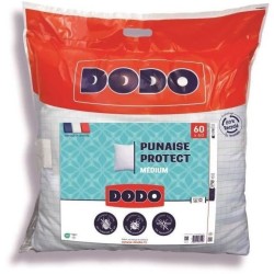 Oreiller médium DODO 60x60 cm - Protection anti punaise, anti acarien - 550 g...