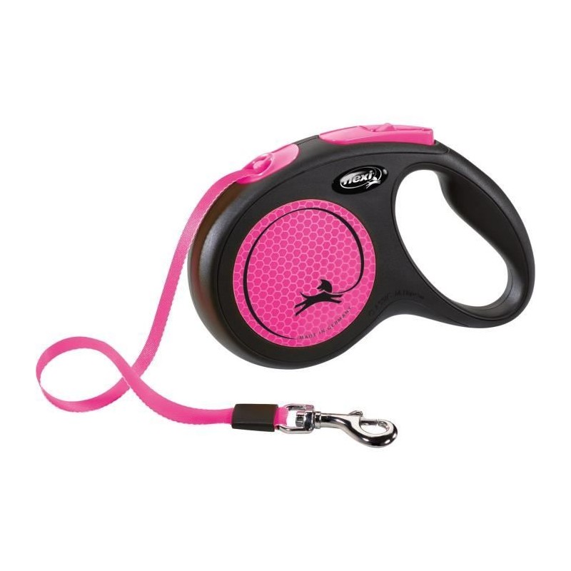 Laisse sangle - TRIXIE - 209326 - flexi New NEON - 5 m - Rose fluo