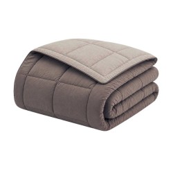 HUDSON - Couette Légere Microfibre - 200gr/m2 - Taupe & Lin - 240 x 260 cm