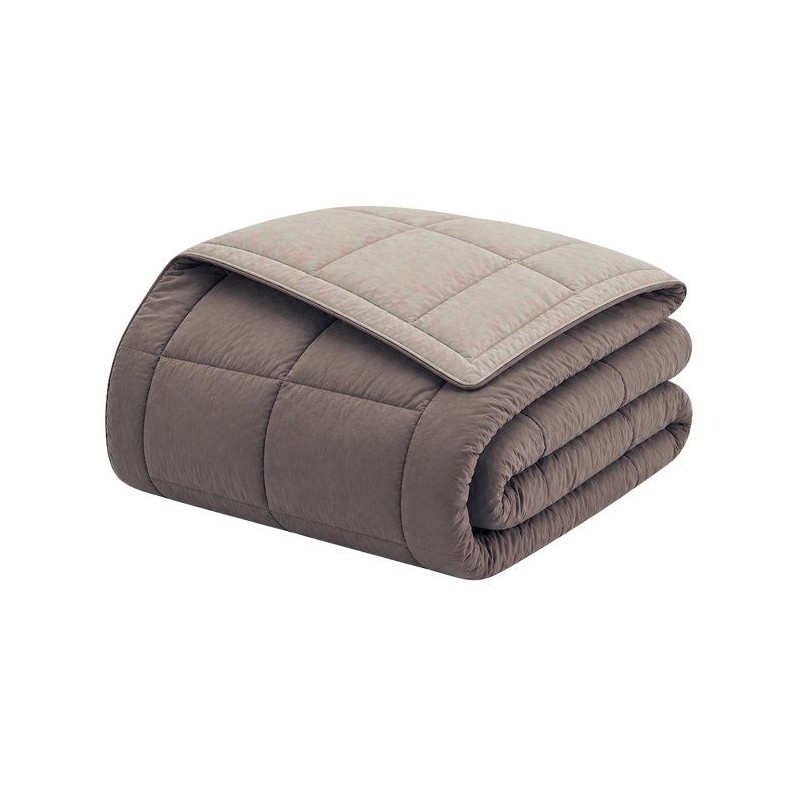 HUDSON - Couette Légere Microfibre - 200gr/m2 - Taupe & Lin - 240 x 260 cm