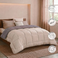 HUDSON - Couette Légere Microfibre - 200gr/m2 - Taupe & Lin - 240 x 260 cm