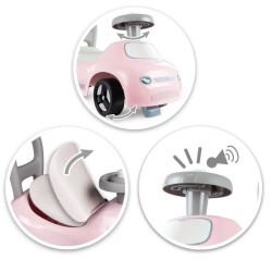 Smoby - Porteur enfant 2 en 1 - Auto Rose - Coffre sous la selle + klaxon - D...