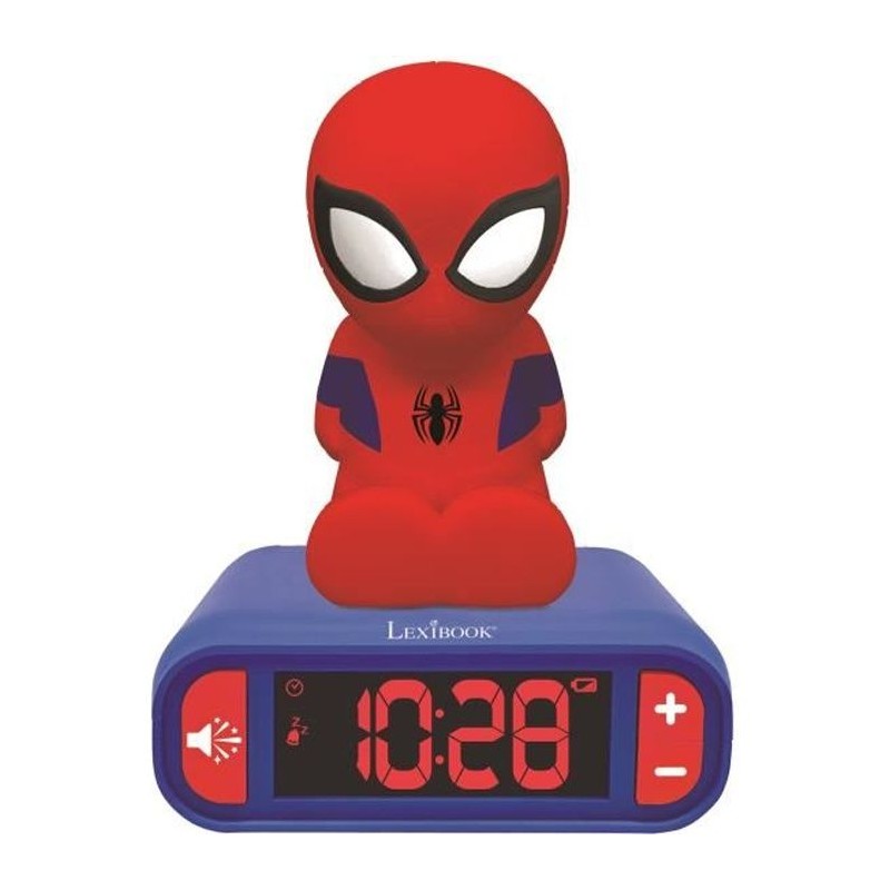 LEXIBOOK - Réveil veilleuse Spiderman - Sons et mélodies, écran LCD rétro-écl...
