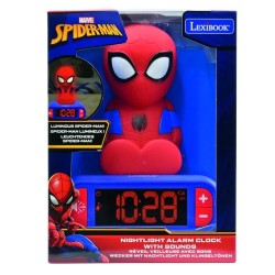 LEXIBOOK - Réveil veilleuse Spiderman - Sons et mélodies, écran LCD rétro-écl...