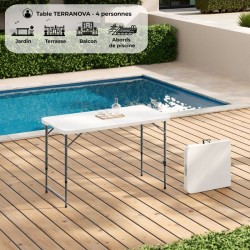 Table de réception pliante - TERRANOVA - Blanche - Structure acier et Plateau...