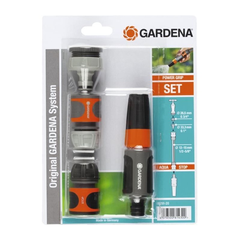 GARDENA Nécessaire de base –Adapté tuyau Ø13mm et Ø15mm –Compatibilité Origin...