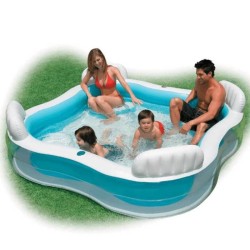 Piscine familiale octogonale bleue avec sieges et appuie-tetes 229 x 229 x 66...