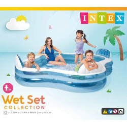 Piscine familiale octogonale bleue avec sieges et appuie-tetes 229 x 229 x 66...