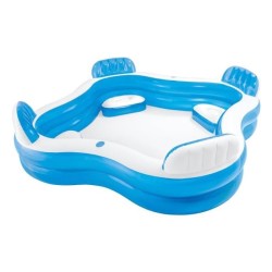 Piscine familiale octogonale bleue avec sieges et appuie-tetes 229 x 229 x 66...