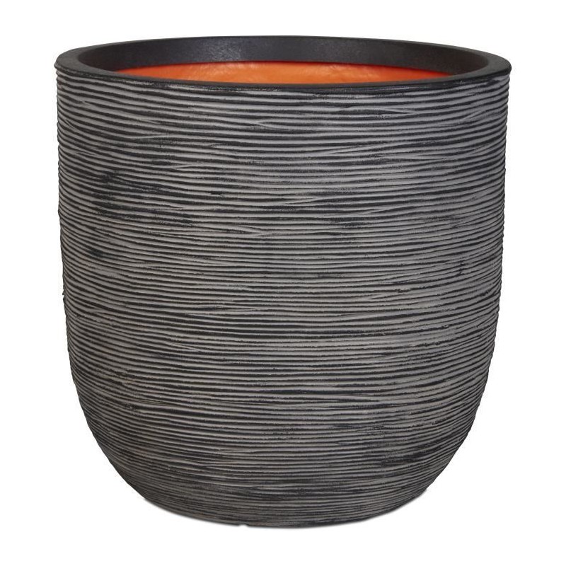 CAPI EUROPE Pot de fleurs RIB NL - 35x34 cm - Anthracite - Plastique recyclé