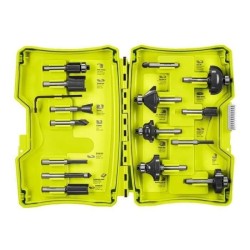 RYOBI - Coffret 15 fraises panachées queue diam. 6 mm + clé pour défonceuses ...