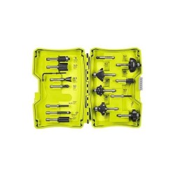 RYOBI - Coffret 15 fraises panachées queue diam. 6 mm + clé pour défonceuses ...
