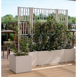 STEFANPLAST Bac a fleur/Jardiniere - ETHICA - Craie - Rectangulaire avec trei...