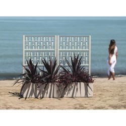 STEFANPLAST Bac a fleur/Jardiniere - ETHICA - Craie - Rectangulaire avec trei...