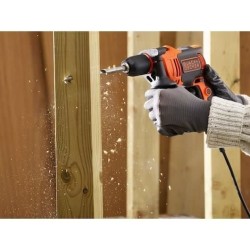 Perceuse a percussion filaire - 710W - BLACK+DECKER -  BEH710-QS - avec 4 for...