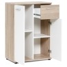 JACKY Meuble de rangement Petit Buffet - Blanc mat et décor chene Sonoma - Cl...
