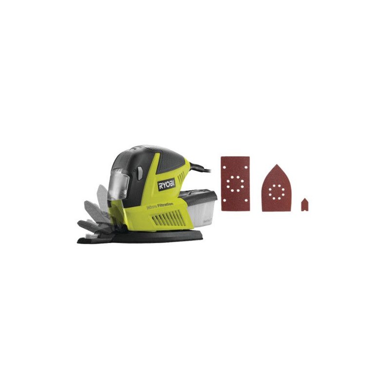 RYOBI - Ponceuse multifonction 180W - 6000-12000 osc/min + sac & 30 abrasifs ...