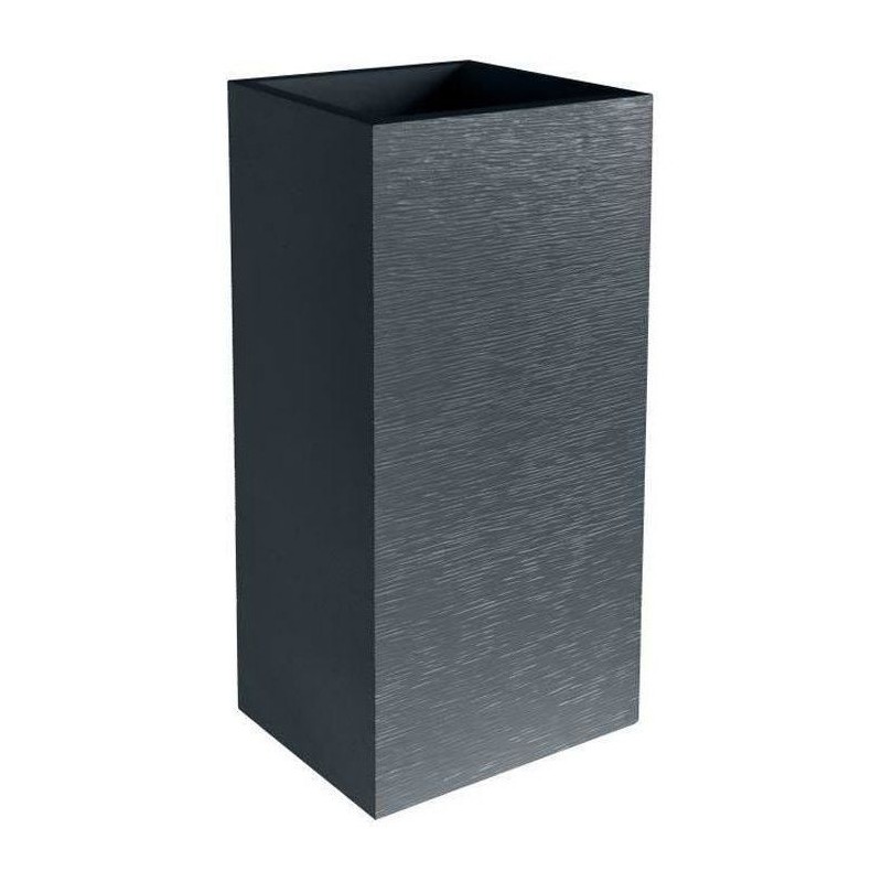 Pot de fleurs Carré Haut 40 cm - EDA - Graphit - 31 L - 39,5 x 39,5 x H. 80 c...