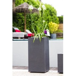 Pot de fleurs Carré Haut 40 cm - EDA - Graphit - 31 L - 39,5 x 39,5 x H. 80 c...